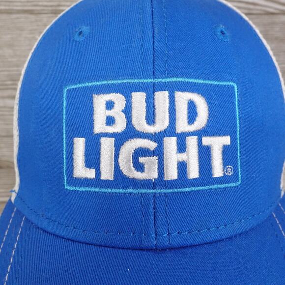 BUD LIGHT BEER PROMO LOGO BLUE VENTED SNAPBACK BASEBALL HAT CAP - Picture 2 of 8